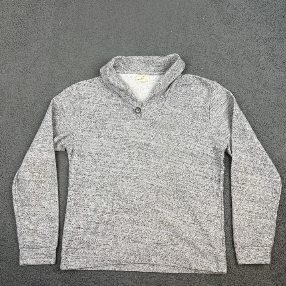 Marine Layer Shawl Neck Sweater Mens Medium Gray Pullover Fisherman
